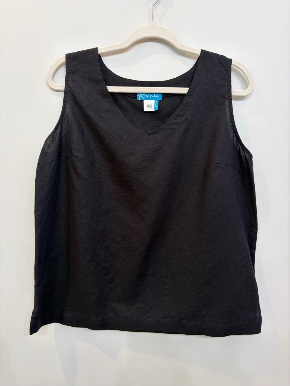 Fresh Produce Women's Black Linen Cotton Tank Top Size Large